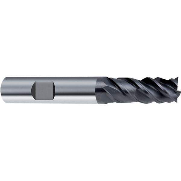 Guhring - 4mm, 4 Flute, Single End, Solid Carbide, Corner Chamfer End Mill - 57mm OAL, 48° Helix, Right Hand Flute, 11mm LOC, Right Hand Cut - USA Tool & Supply