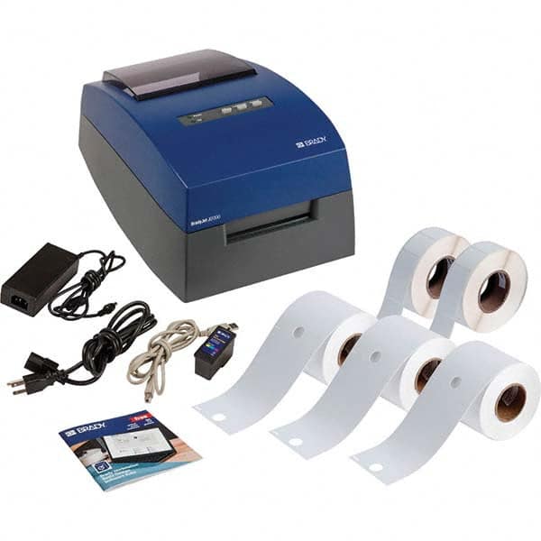 Brady - Electronic Label Makers Type: Desktop Label Printer Accessories: J20-CMY Ink Cartridge; J20-ROLL Material Roll for Printhead Alignment; Power Cord; Printer; Quick Start Guide; USB Cable; USB with Drivers and Manuals - USA Tool & Supply