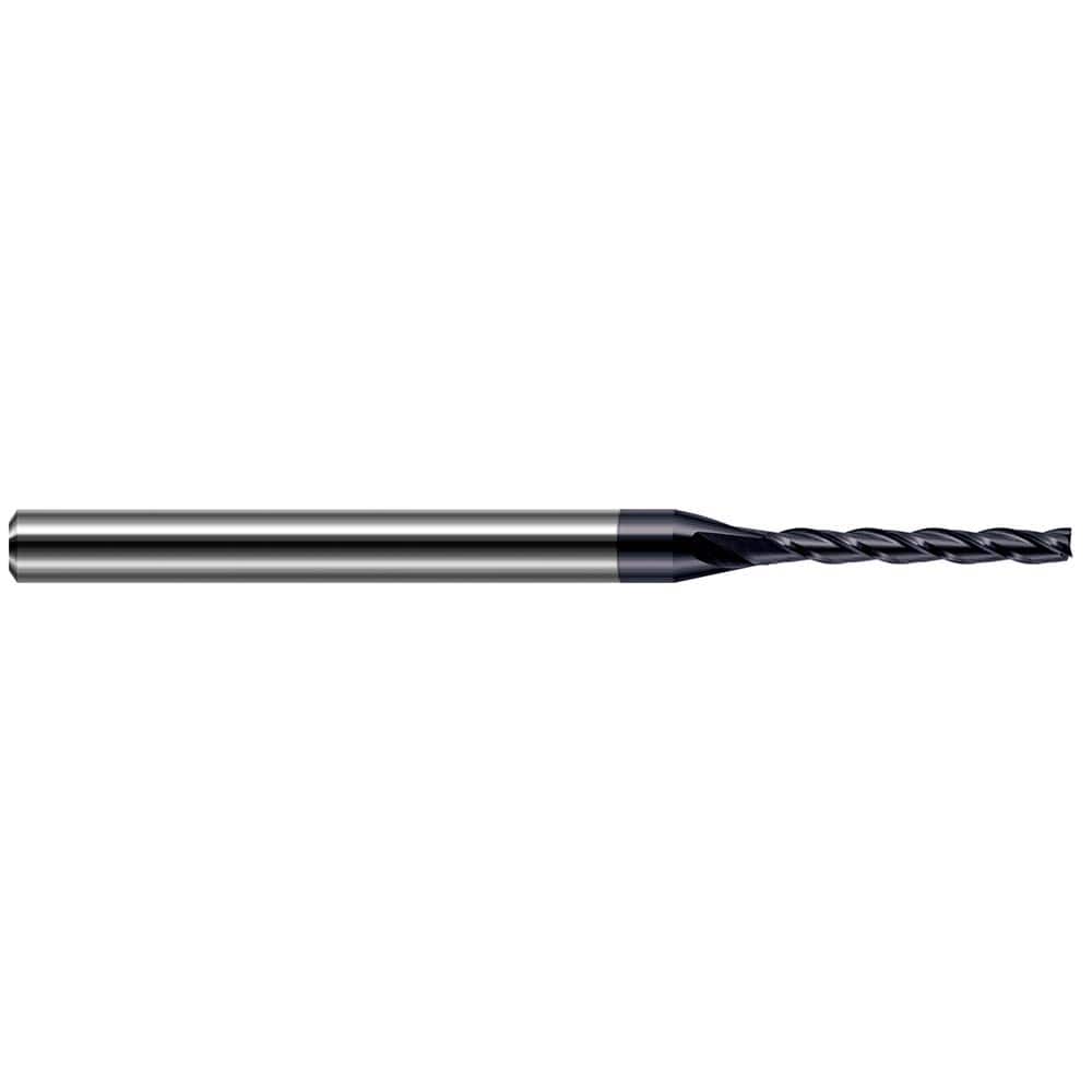Square End Mill: 0.055'' Dia, 0.385'' LOC, 1/8'' Shank Dia, 2-1/2'' OAL, 3 Flutes, Solid Carbide Single End, AlTiN Finish, 30 ° Helix, Centercutting, RH Cut, RH Flute