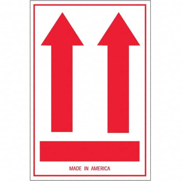 Shipping & DOT Label: ″Two Up Arrows″, Rectangle, 6″ Wide, 4″ High Paper, Semi-Gloss