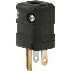 Straight Blade Plug: 5-15P, 125VAC, Black Self-Grounded, 15A, Composite Body, 2 Poles, 3 Wires