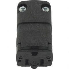 Straight Blade Connector: 5-15R, 125VAC, Black Self-Grounded, 15A, Composite Body, 2 Poles, 3 Wires