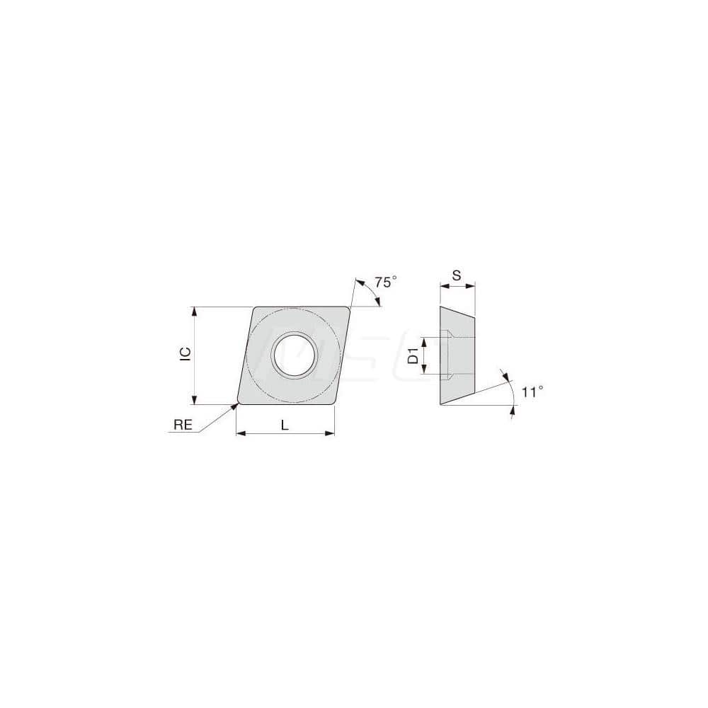 Turning Insert:  EPGT4.51.81F-JS SH725,  Solid Carbide TiAlN Finish,  Neutral,  0.0160″ Corner Radius,  75.0 &deg N/A Diamond,  Series  EPGT