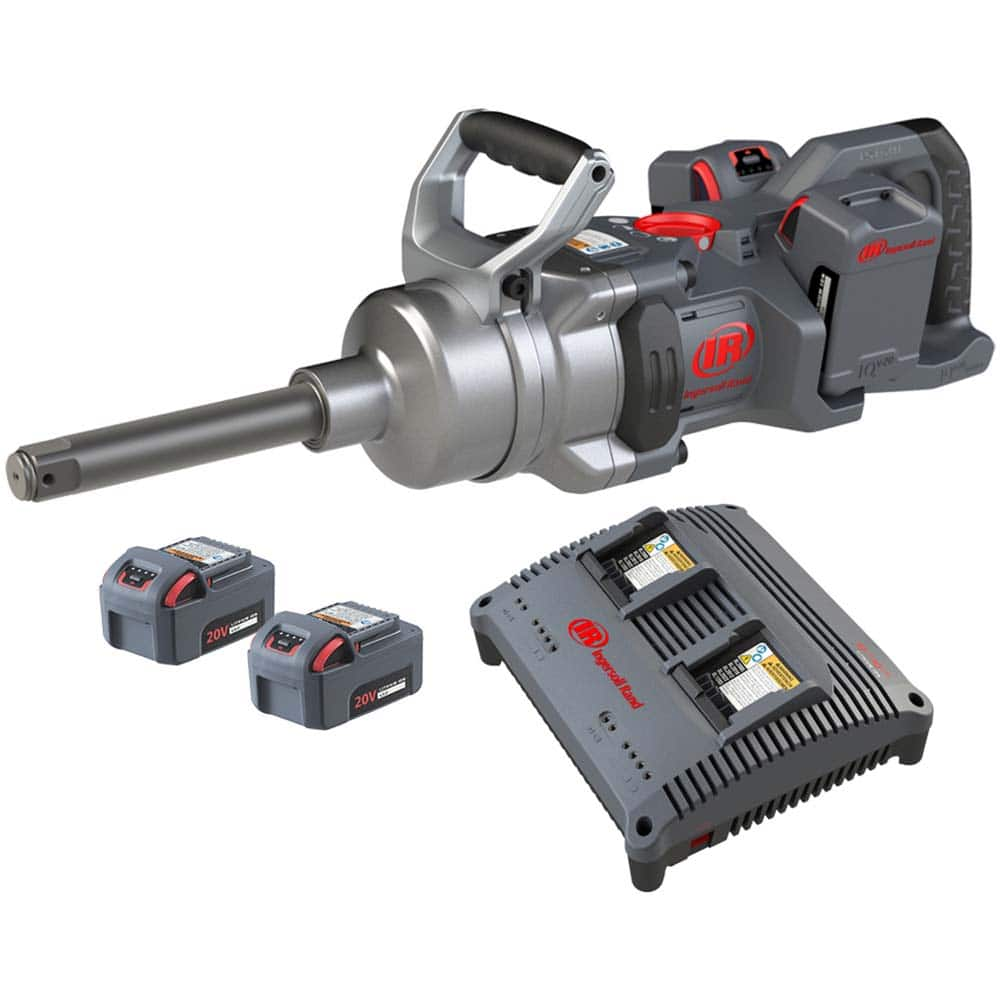 Ingersoll-Rand - Cordless Impact Wrenches & Ratchets; Voltage: 20.00 ; Drive Size (Inch): 1 ; Battery Chemistry: Lithium-Ion ; Handle Type: D-Handle ; Speed (RPM): 0-890 ; Number of Batteries Included: 4 - Exact Industrial Supply