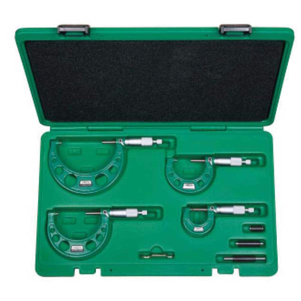 Insize USA LLC - 0 to 3", 0.0001" Graduation, Mechanical Outside Micrometer Set - Exact Industrial Supply