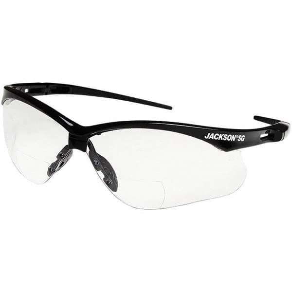 Magnifying Safety Glasses: +2, Clear Lenses, Anti-Fog & Scratch Resistant, ANSI Z87.1+ CE & CSA Z94.3 UV Protection, Black Frames, Full-Framed