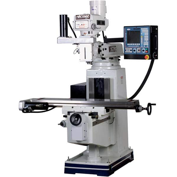 Knee Milling Machine: 3 hp, Variable Speed Pulley Control, 3 Phase 70 to 4,200 RPM, R8 Spindle Taper