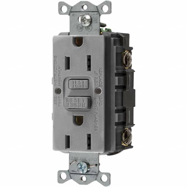 Bryant Electric - GFCI Receptacles Grade: Commercial Color: Gray - USA Tool & Supply