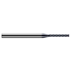 Miniature End Mills - Long Flute - 0.1250″ (1/8″) Cutter Diameter × 0.0100″ Radius × 1.0000″ (1″) Length of Cut Carbide Corner Radius End Mill, 4 Flutes, AlTiN Coated - Exact Industrial Supply
