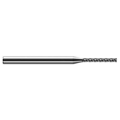 Miniature End Mills - Long Flute - 0.0930″ (3/32″) Cutter Diameter × 0.0200″ Radius × 0.7500″ (3/4″) Length of Cut Carbide Corner Radius End Mill, 4 Flutes - Exact Industrial Supply