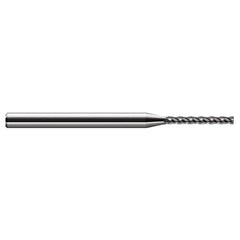 Miniature End Mills - Long Flute - 0.1180″ Cutter Diameter × 0.0100″ Radius × 0.9500″ Length of Cut Carbide Corner Radius End Mill, 4 Flutes - Exact Industrial Supply