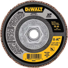 DeWALT - 4-1/2" 40 Grit 5/8-11 Center Hole Type 27 Ceramic Flap Disc - USA Tool & Supply