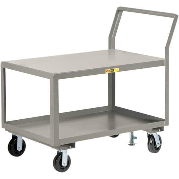 Little Giant - 3,600 Lb Capacity, 30" Wide x 48" Long x 42" High Utility Cart - 2 Shelf, Steel, 2 Rigid/2 Swivel Casters - USA Tool & Supply