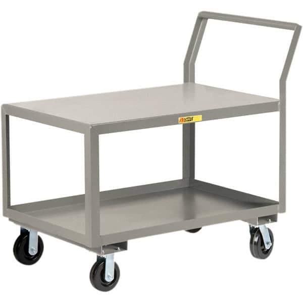 Little Giant - 3,600 Lb Capacity, 24" Wide x 48" Long x 42" High Utility Cart - 2 Shelf, Steel, 2 Rigid/2 Swivel Casters - USA Tool & Supply