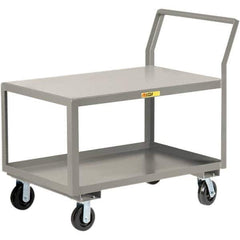 Little Giant - 3,600 Lb Capacity, 30" Wide x 60" Long x 42" High Utility Cart - 2 Shelf, Steel, 2 Rigid/2 Swivel Casters - USA Tool & Supply