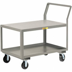 Little Giant - 3,600 Lb Capacity, 24" Wide x 36" Long x 42" High Utility Cart - 2 Shelf, Steel, 2 Rigid/2 Swivel Casters - USA Tool & Supply