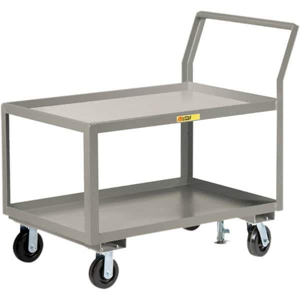 Little Giant - 3,600 Lb Capacity, 24" Wide x 48" Long x 42" High Utility Cart - 2 Shelf, Steel, 2 Rigid/2 Swivel Casters - USA Tool & Supply