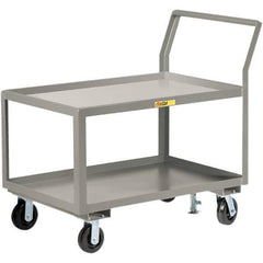 Little Giant - 3,600 Lb Capacity, 24" Wide x 36" Long x 42" High Utility Cart - 2 Shelf, Steel, 2 Rigid/2 Swivel Casters - USA Tool & Supply