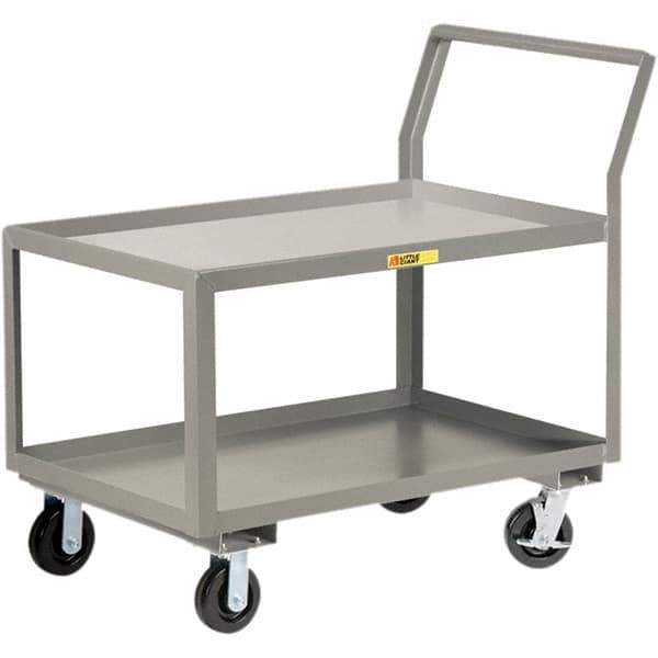 Little Giant - 3,600 Lb Capacity, 30" Wide x 60" Long x 42" High Utility Cart - 2 Shelf, Steel, 2 Rigid/2 Swivel Casters - USA Tool & Supply