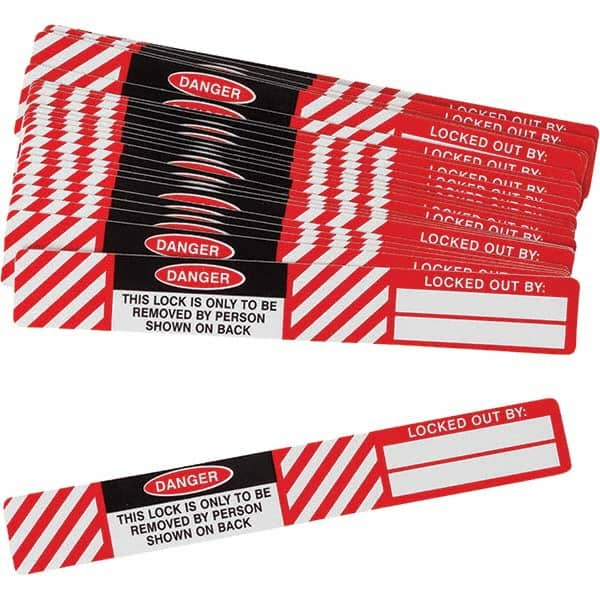 Security & Admittance Label: ″Danger This Lock is Only to be Removed by Person Shown on Back″, Rectangle, 4.5″ Wide - Permanent Adhesive, Polyester, Uncoated