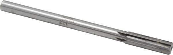 Made in USA - 0.637" Carbide-Tipped 6 Flute Chucking Reamer - Straight Flute, 9/16" Straight Shank, 2-1/4" Flute Length, 9" OAL - USA Tool & Supply