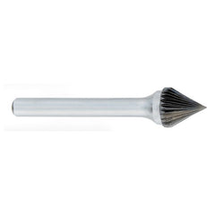 ‎SJ-1 -6mm × 60mm LOC × 6mm Shank × 50mm OAL 60 Degree Cone Carbide Medium Right Hand Spiral Burr - USA Tool & Supply