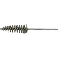 Brush Research Mfg. - 1-5/8" Diam Helical Stainless Steel Tube Brush - Single Spiral, 0.006" Filament Diam, 4-1/2" Brush Length, 10" OAL, 0.292" Diam Galvanized Steel Shank - USA Tool & Supply