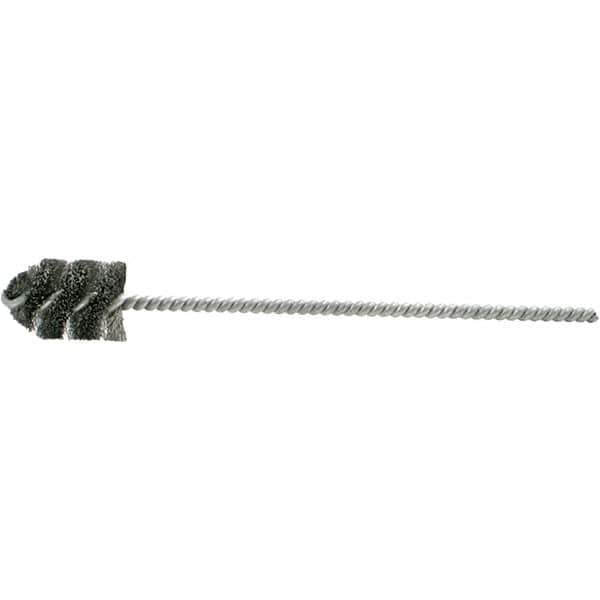 Brush Research Mfg. - 1-3/4" Diam Helical Steel Tube Brush - Single Spiral, 0.005" Filament Diam, 3" Brush Length, 8-1/2" OAL, 0.245" Diam Galvanized Steel Shank - USA Tool & Supply