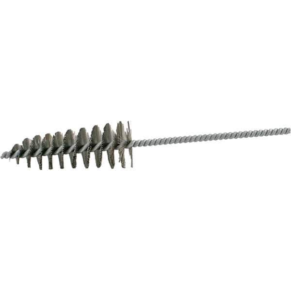 Brush Research Mfg. - 1-3/4" Diam Helical Steel Tube Brush - Single Spiral, 0.012" Filament Diam, 4-1/4" Brush Length, 10" OAL, 0.292" Diam Galvanized Steel Shank - USA Tool & Supply