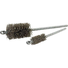 Brush Research Mfg. - 1" Diam Helical Nylon Tube Brush - Double Spiral, 0.04" Filament Diam, 2" Brush Length, 8" OAL, 0.19" Diam Galvanized Steel Shank - USA Tool & Supply