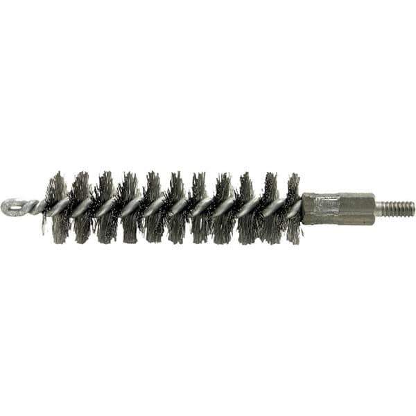 Brush Research Mfg. - 5/16" Diam Helical Stainless Steel Tube Brush - Single Spiral, 0.004" Filament Diam, 2" Brush Length, 2-9/16" OAL, 0.14" Diam Galvanized Steel Shank - USA Tool & Supply