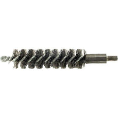 Brush Research Mfg. - 19/32" Diam Helical Steel Tube Brush - Single Spiral, 0.006" Filament Diam, 2" Brush Length, 2-9/16" OAL, 0.14" Diam Galvanized Steel Shank - USA Tool & Supply