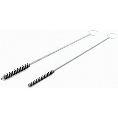 Brush Research Mfg. - 5/16" Diam Helical Nylon Tube Brush - Single Spiral, 0.005" Filament Diam, 2" Brush Length, 10" OAL, 0.14" Diam Galvanized Steel Shank - USA Tool & Supply