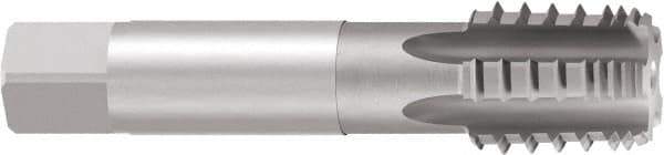 Emuge - 3/4-14 NPTF, 5 Flutes, Bright Finish, Cobalt, Interrupted Thread Pipe Tap - 5.512 Inch Overall Length, 29/32 Inch Shank Diameter, 1.38 Inch Thread Length, 0.67 Inch Square Size, Modified Bottoming Chamfer, Series KEG - USA Tool & Supply