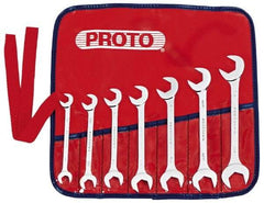 Proto - 7 Piece, 3/8" to 7/8", Open End Wrench Set - Inch Measurement Standard, Full Polish Finish, Comes in Nylon Roll - USA Tool & Supply