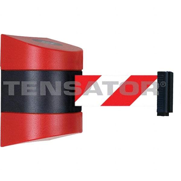 Tensator - 5-1/2" High x 3-1/4" Long x 3-1/4" Wide Magnetic Wall Mount Barrier - Metal, Red Powdercoat Finish, Red/Black, Use with Wall Mount - USA Tool & Supply