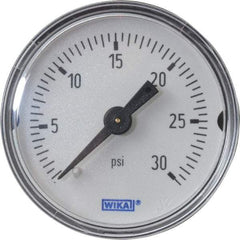 Wika - 1-1/2" Dial, 1/8 Thread, 0-30 Scale Range, Pressure Gauge - Center Back Connection Mount, Accurate to 3-2-3% of Scale - USA Tool & Supply