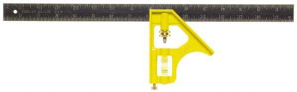 Stanley - 2 Piece, 16" Combination Square Set - 1/32, 1/16 & 1/8" (English) Graduation, Stainless Steel Blade, Die Cast Metal Combination Head - USA Tool & Supply