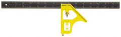 Stanley - 2 Piece, 16" Combination Square Set - 1/32, 1/16 & 1/8" (English) Graduation, Stainless Steel Blade, Die Cast Metal Combination Head - USA Tool & Supply