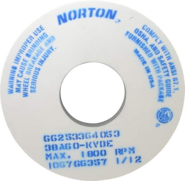 Norton - 14" Diam x 5" Hole x 1" Thick, K Hardness, 60 Grit Surface Grinding Wheel - Aluminum Oxide, Type 1, Medium Grade, 1,800 Max RPM, Vitrified Bond, No Recess - USA Tool & Supply