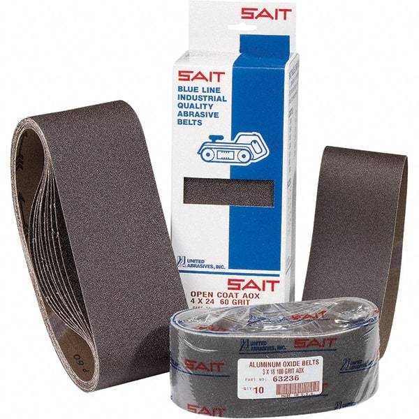 Sait - 1/4" Wide x 18" OAL, 40 FEPA Grit, Aluminum Oxide Abrasive Belt - Aluminum Oxide, Very Coarse, Coated, X Weighted Cloth Backing, Dry, Series 1A-X - USA Tool & Supply