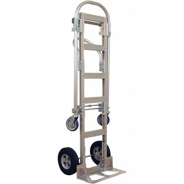 Wesco Industrial Products - 1,000 Lb Capacity 61-1/2" OAH Hand Truck - 18 x 7-1/2" Base Plate, Continuous Handle, Aluminum, Solid Rubber Wheels - USA Tool & Supply