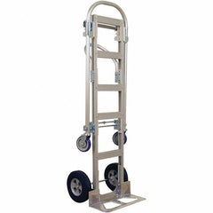Wesco Industrial Products - 1,000 Lb Capacity 61-1/2" OAH Hand Truck - 18 x 7-1/2" Base Plate, Continuous Handle, Aluminum, Solid Rubber Wheels - USA Tool & Supply