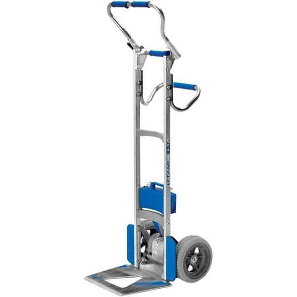 Wesco Industrial Products - 240 Lb Capacity 61" OAH Stair Climbing Battery Powered Appliance Truck - Fold Away Handle, Aluminum, Flat-Free Microcellular Foam Wheels - USA Tool & Supply