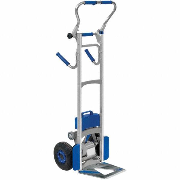 Wesco Industrial Products - 300 Lb Capacity 53-1/2" OAH Stair Climbing Battery Powered Hand Truck - Continuous Handle, Aluminum, Pneumatic Wheels - USA Tool & Supply