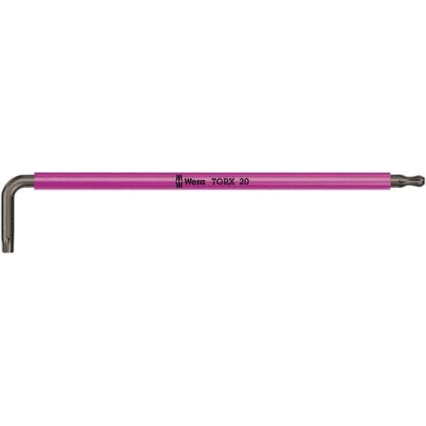 Wera - T30 Torx Key - L-Key Color Coded Cushion Grip Handle, Black Oxide Finish, 195mm OAL - USA Tool & Supply