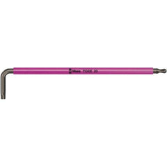 Wera - T30 Torx Key - L-Key Color Coded Cushion Grip Handle, Black Oxide Finish, 195mm OAL - USA Tool & Supply
