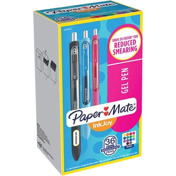 Paper Mate - Pens & Pencils Type: Retractable Gel Color: Blue; Black; Red; Green; Lime; Bright Blue; Slate Blue; Berry; Purple; Pink; Cocoa; Yellow; Teal; Orange - USA Tool & Supply