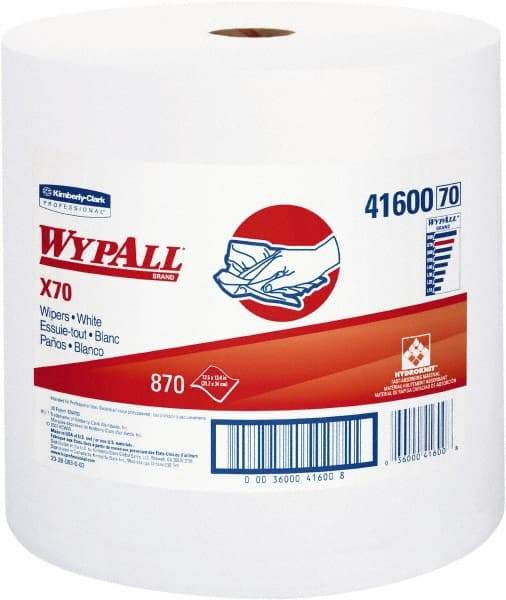 WypAll - X70 Dry Shop Towel/Industrial Wipes - Jumbo Roll, 13-3/8" x 12-1/2" Sheet Size, White - USA Tool & Supply