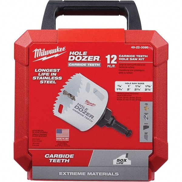 Milwaukee Tool - Hole Saw Kits Minimum Saw Diameter (Inch): 7/8 Maximum Saw Diameter (Inch): 2-1/2 - USA Tool & Supply